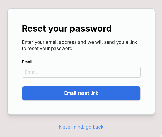 Password Reset page
