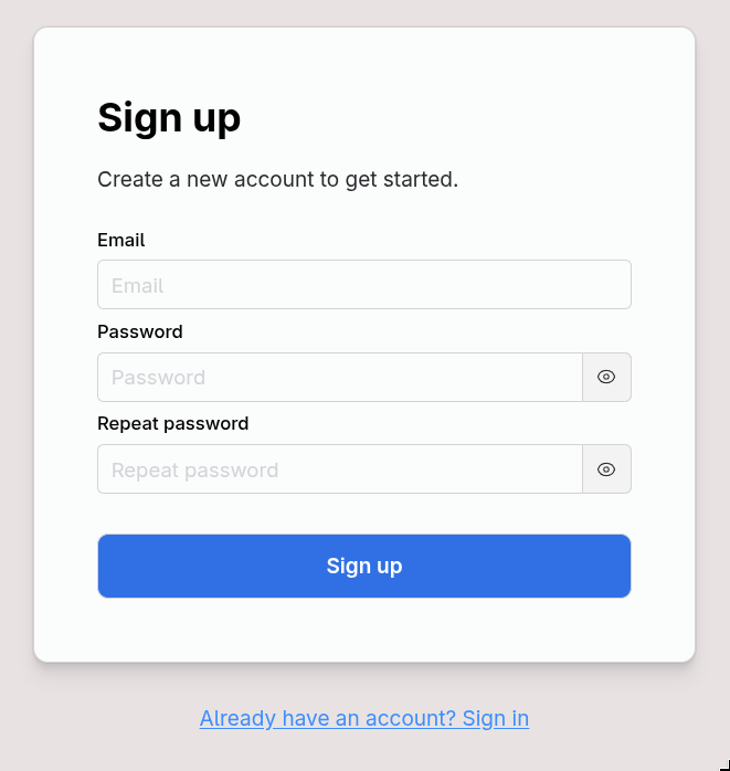 Sign-up page